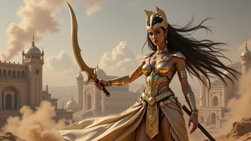 Retro futuristic Egyptian warrior