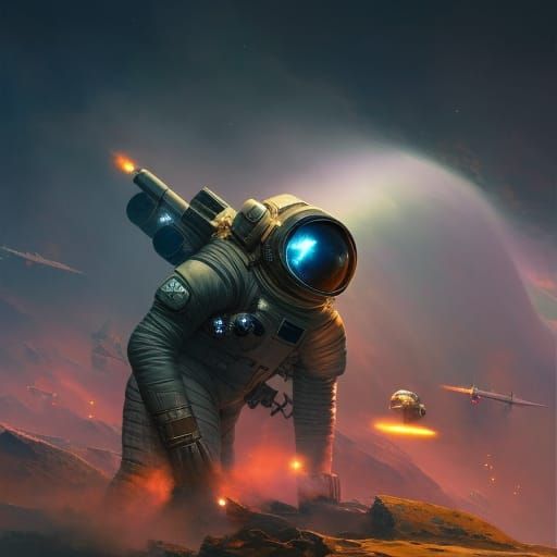Astronaut Album Cover Art in Hyperdetailed Style