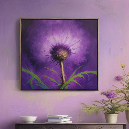 Purple Thistlepuff in Expressionist Oil Painting