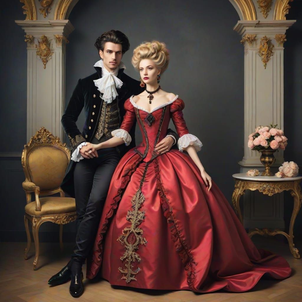 Classic Couple in Evening Baroque Gothic Style