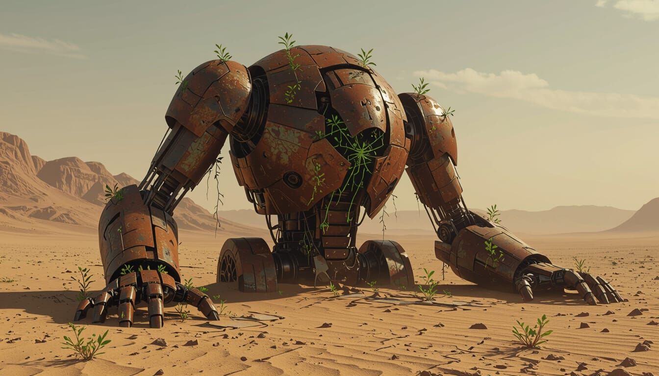 Post-Apocalyptic Desert Cyborg Landscape