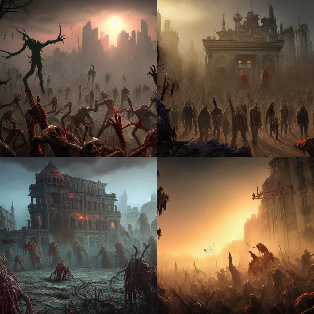 Zombie Apocalypse: Detailed Matte Painting in 8k