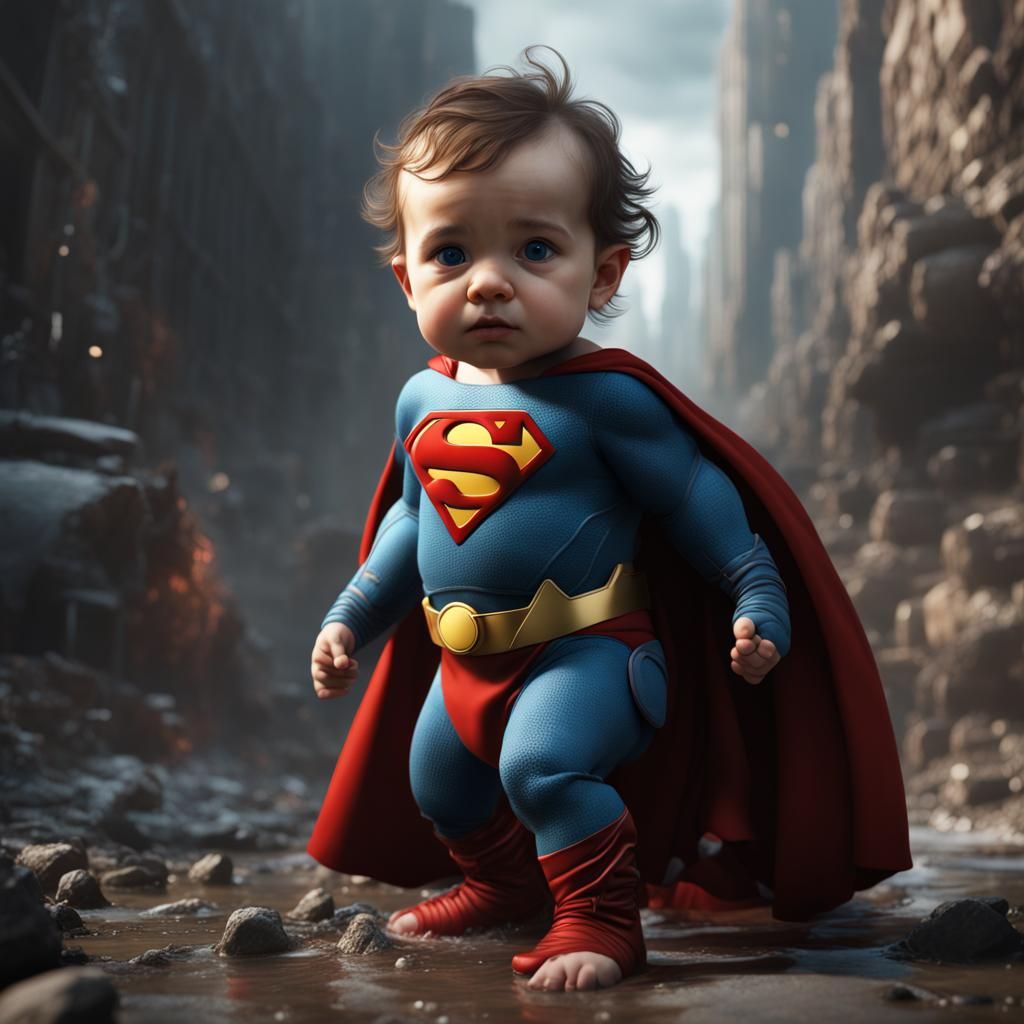 Detailed Matte Painting of Baby Superman