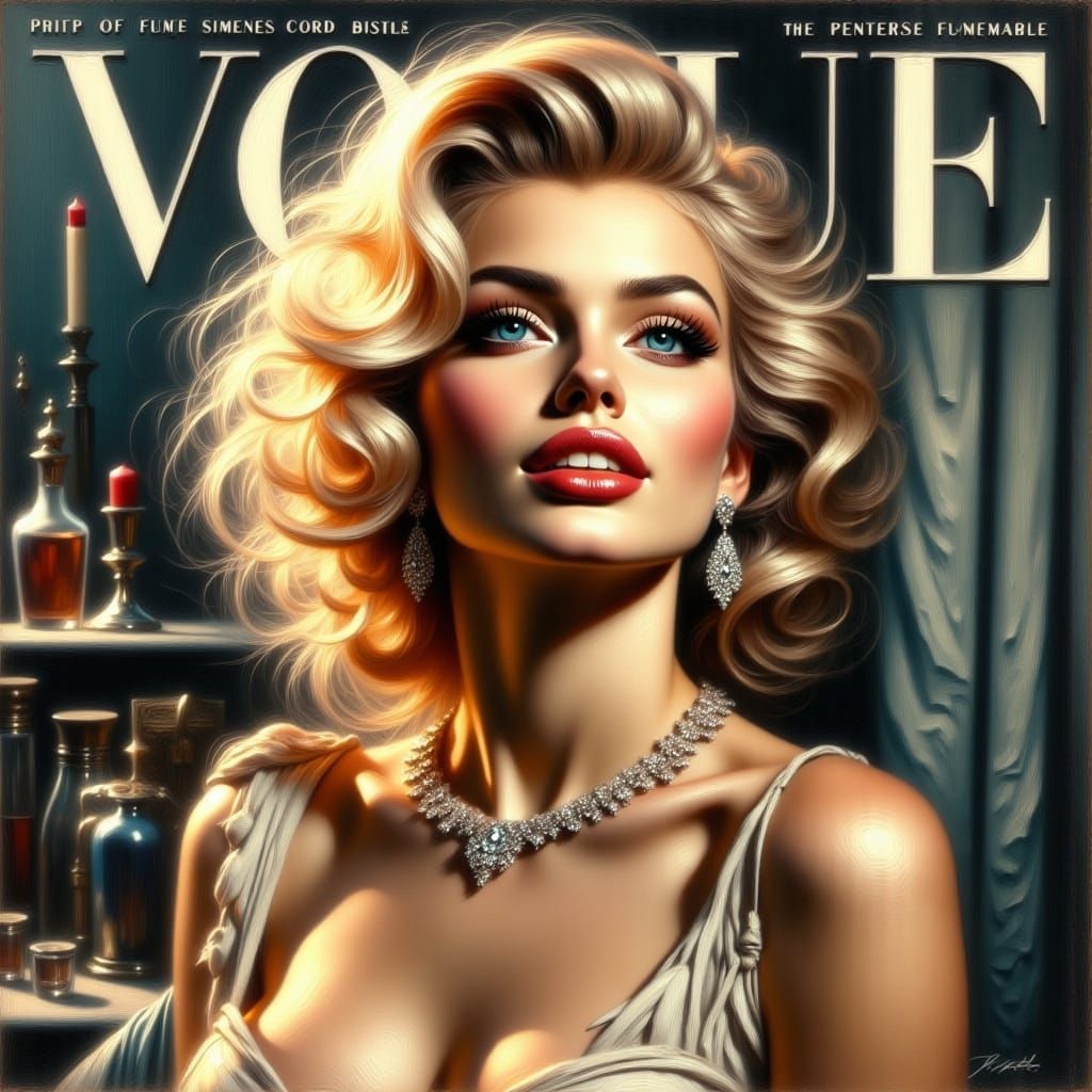 Glamorous Marilyn Monroe on Vogue Cover in Luxurious Evening...