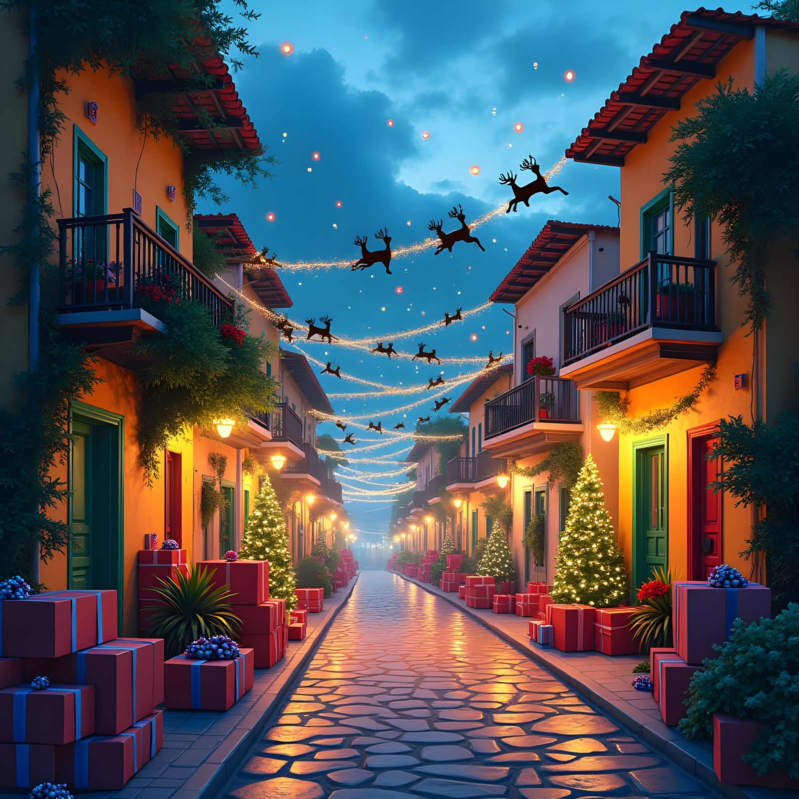 Festive Favela in Rio de Janeiro, Digital Painting