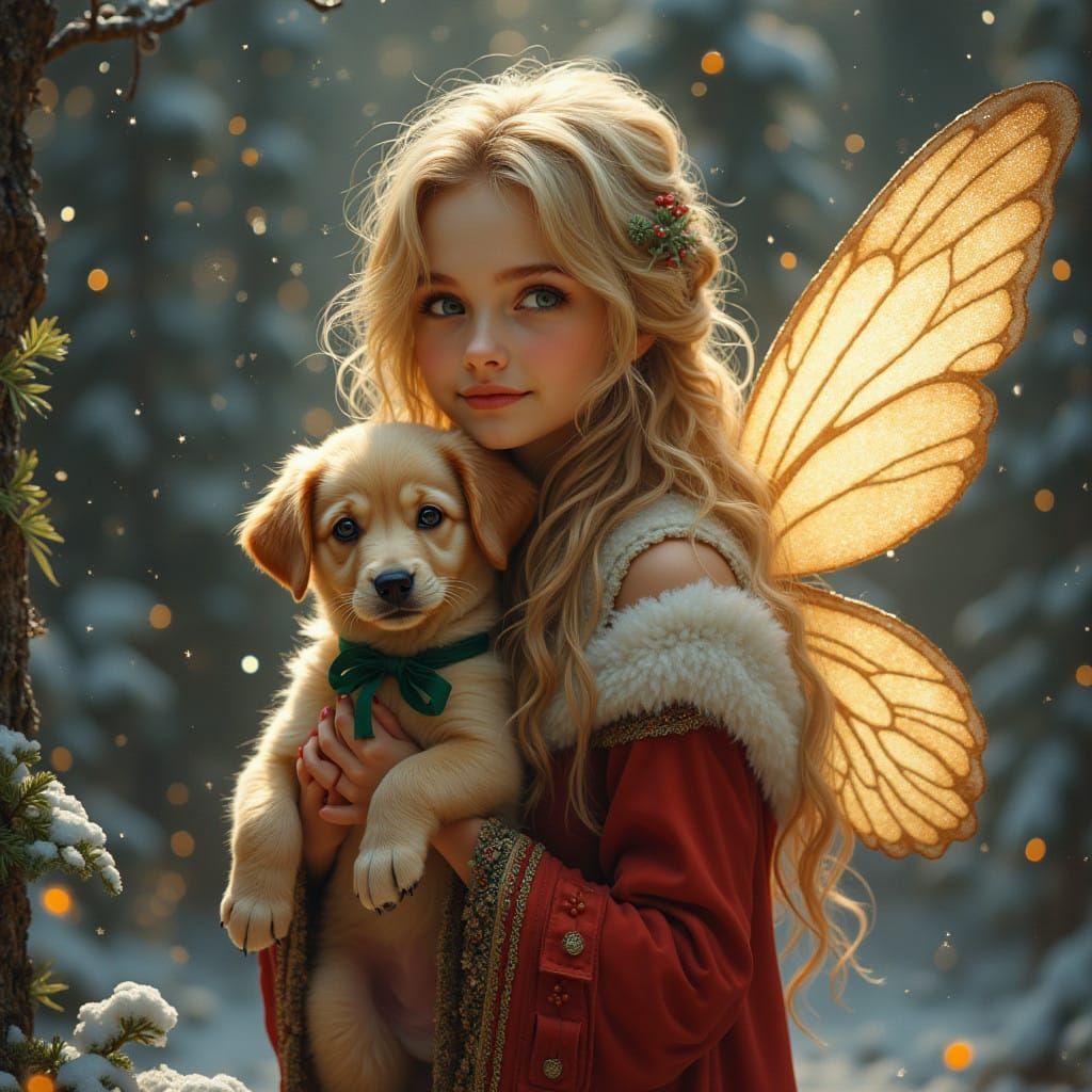 Fairy Delights in Winter Wonderland as Impasto Painting