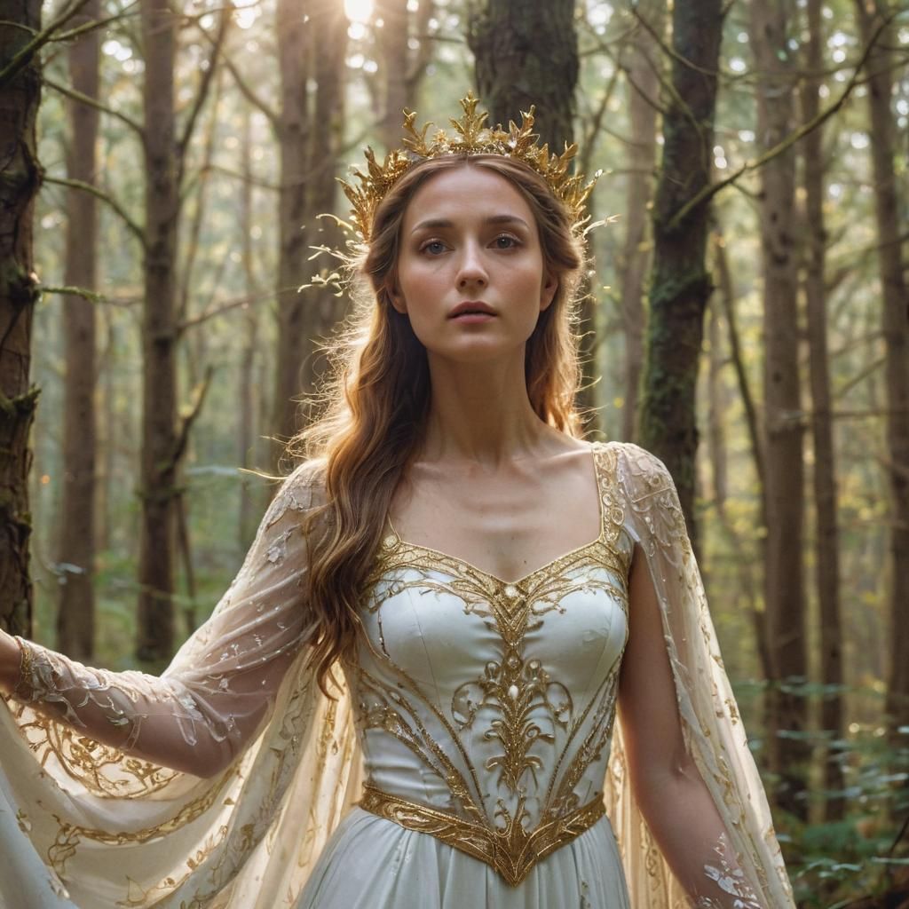 Goddess in Mystical Forest: Surreal Portrait