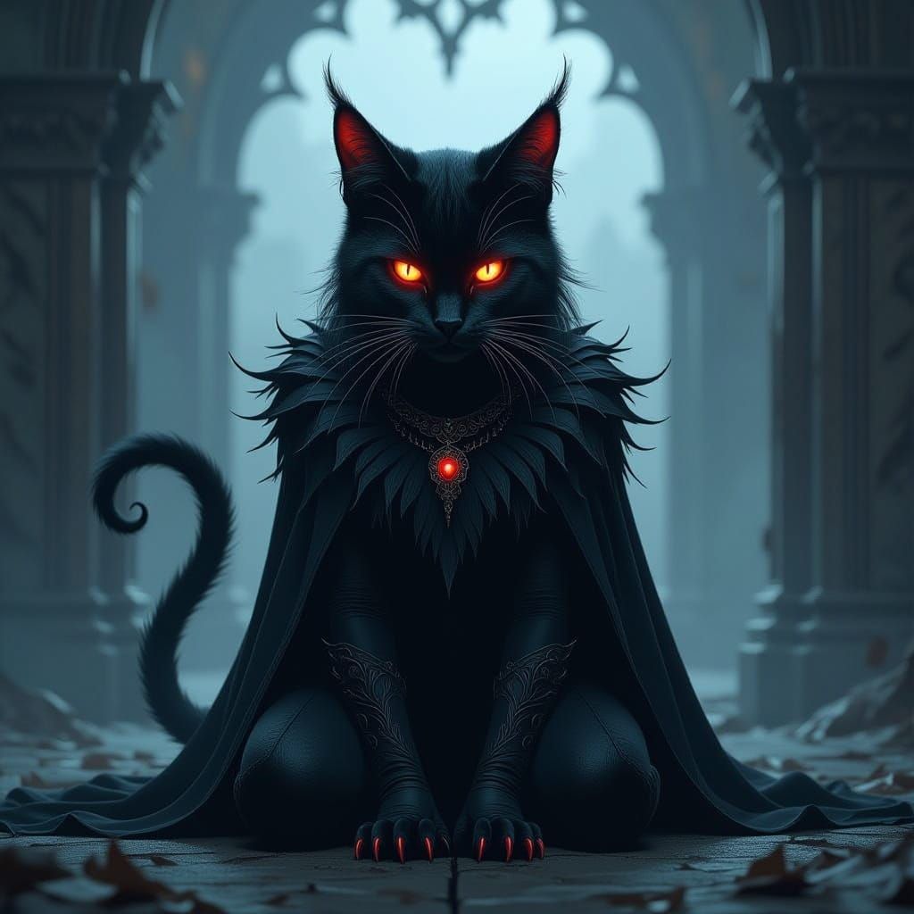 Gothic Demon Cat Woman in Dark Fantasy Style