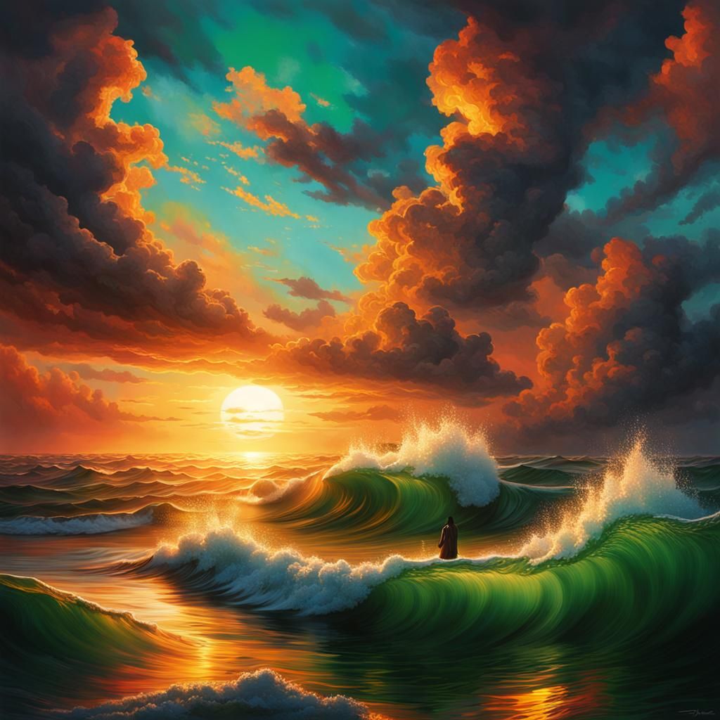 Black Jesus Walks on Water at Sunset: Russel Ord Photography