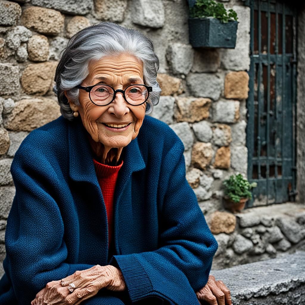 Serene Italian Woman Portrait in Vivid Colors