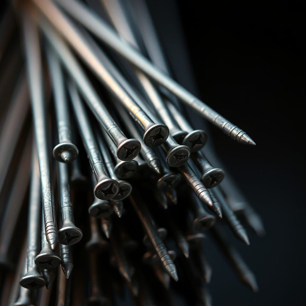 Macro Photography of Iron Nails