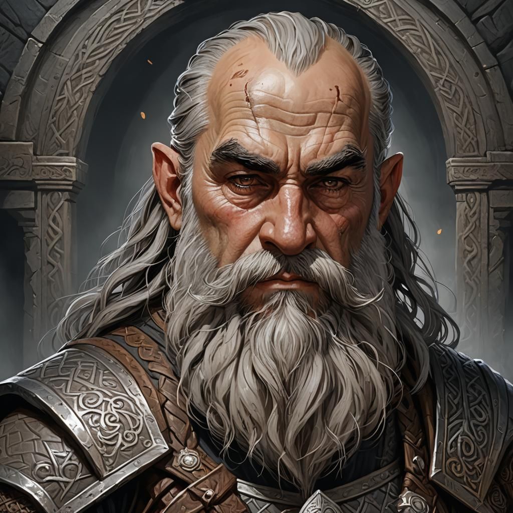 Dwarven Lorekeeper Portrait with Braided Beard