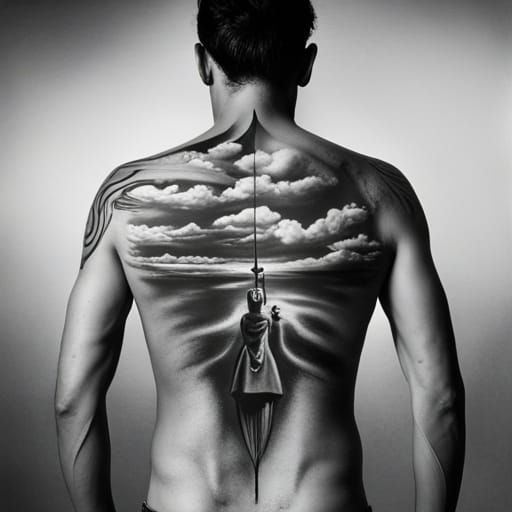 Surreal Knight Tattoo in Black and White