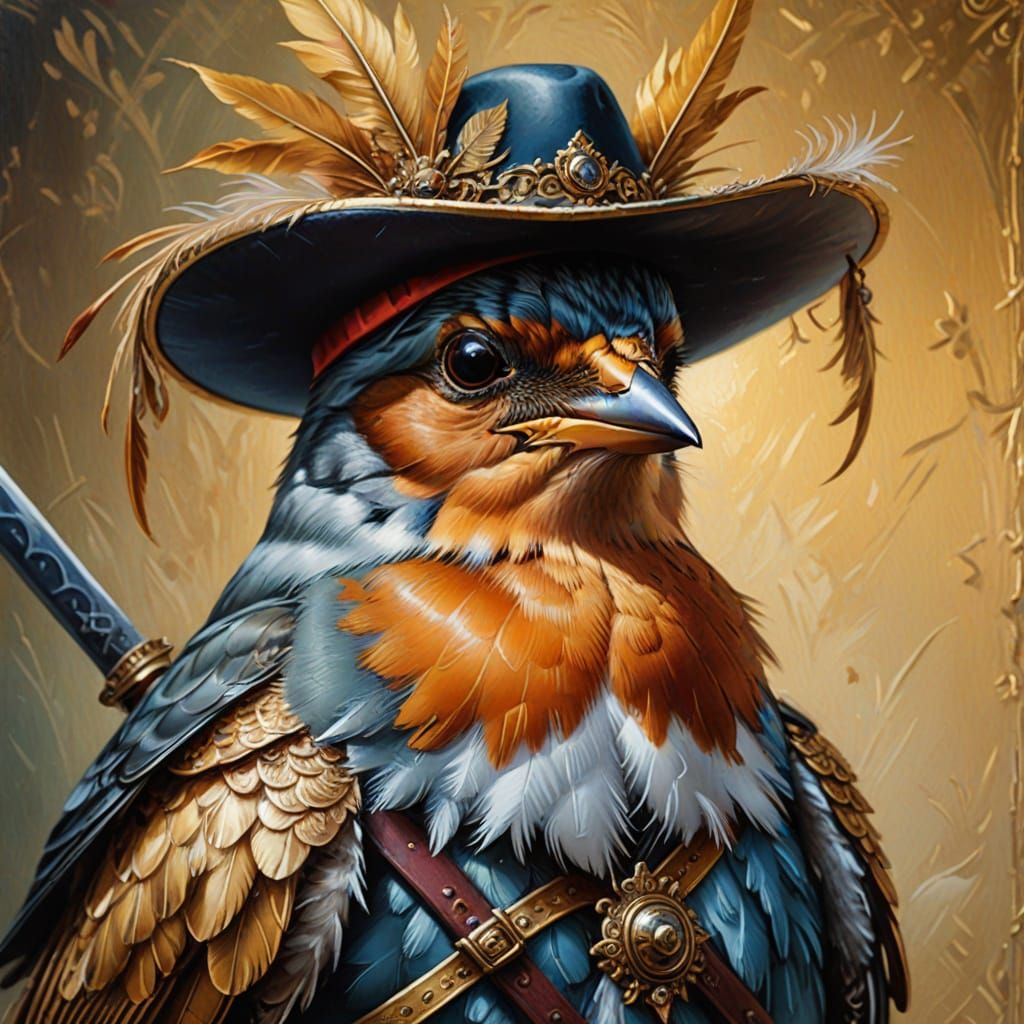 Baroque Portrait of Robin with Sword and Hat
