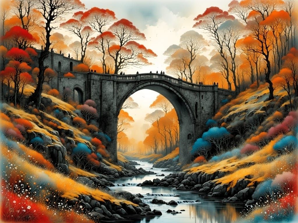 Intricate Graffiti Bridge in the Scottish Highlands