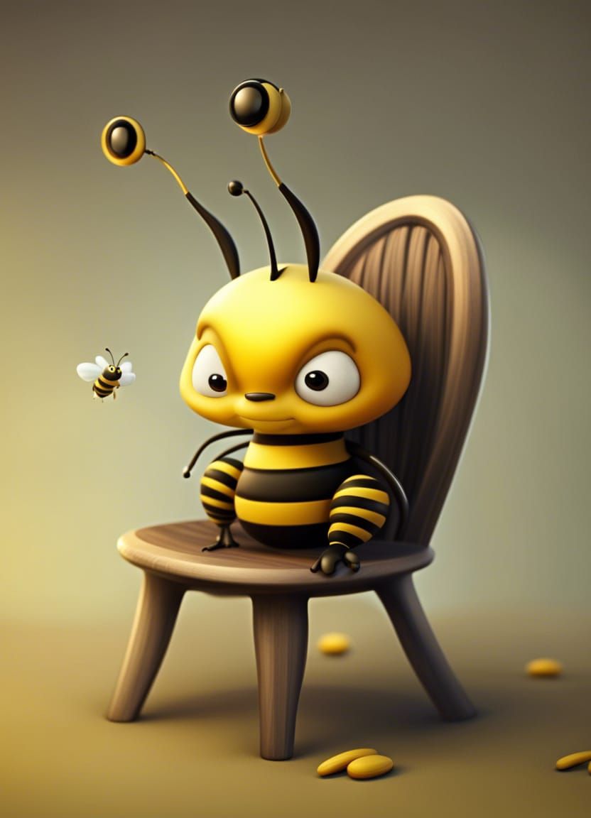 Cartoon Bee Relaxing in a Chair