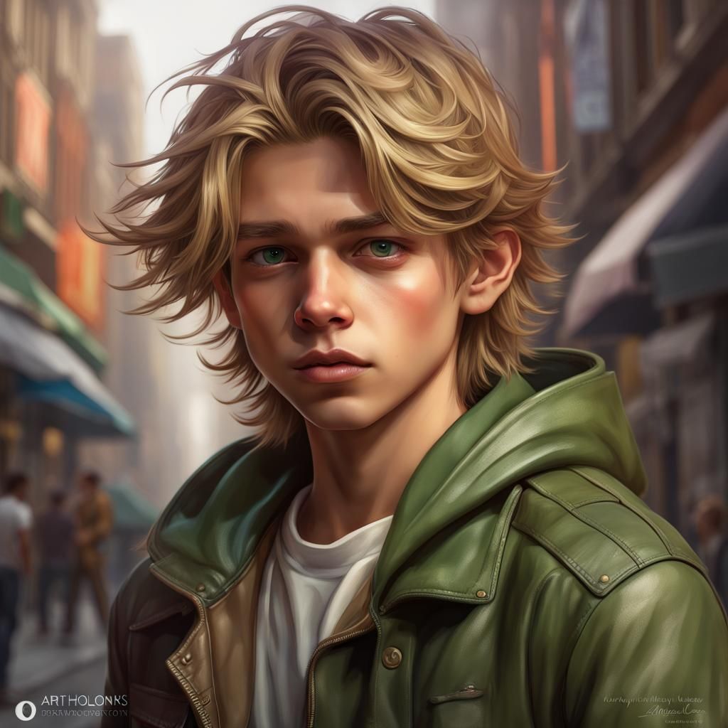 Teenage Boy Portrait with Leather Jacket