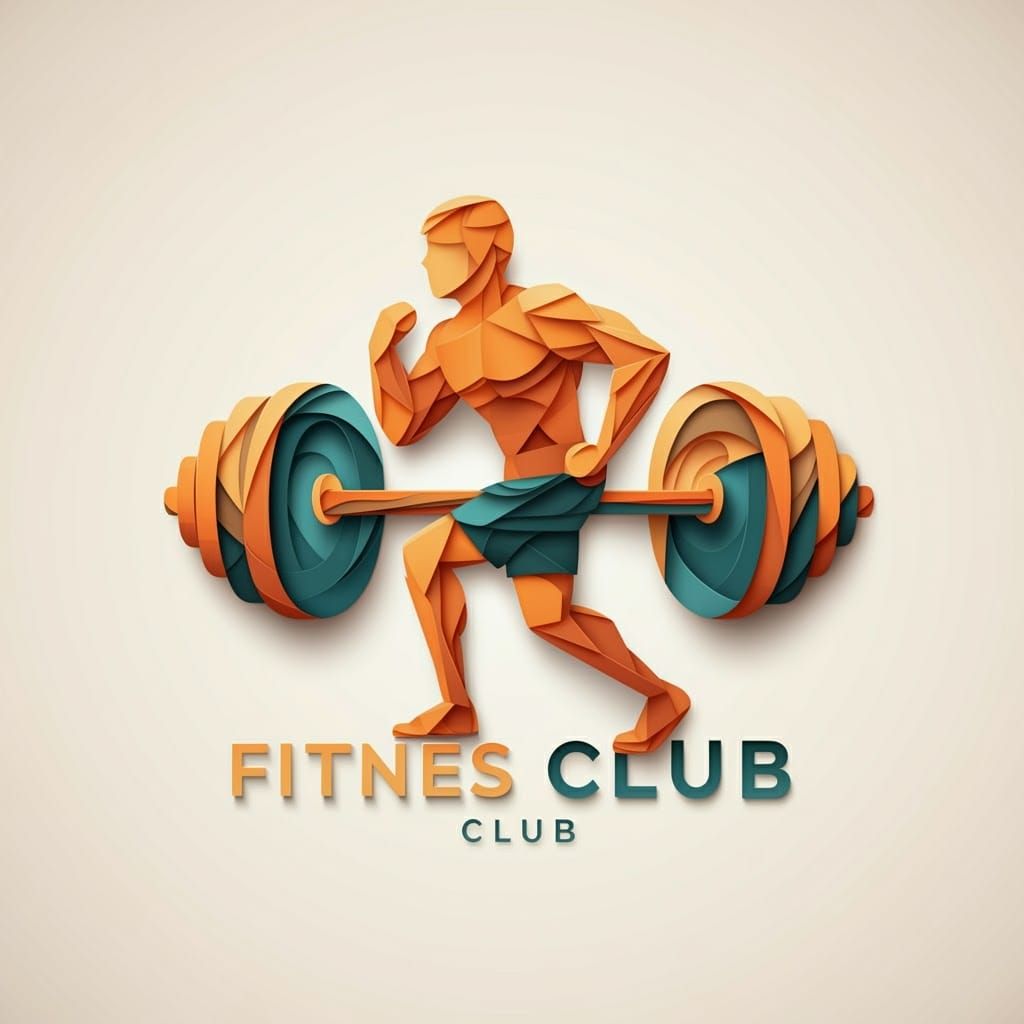 Origami Fitness Club Logo in Paper Art Style