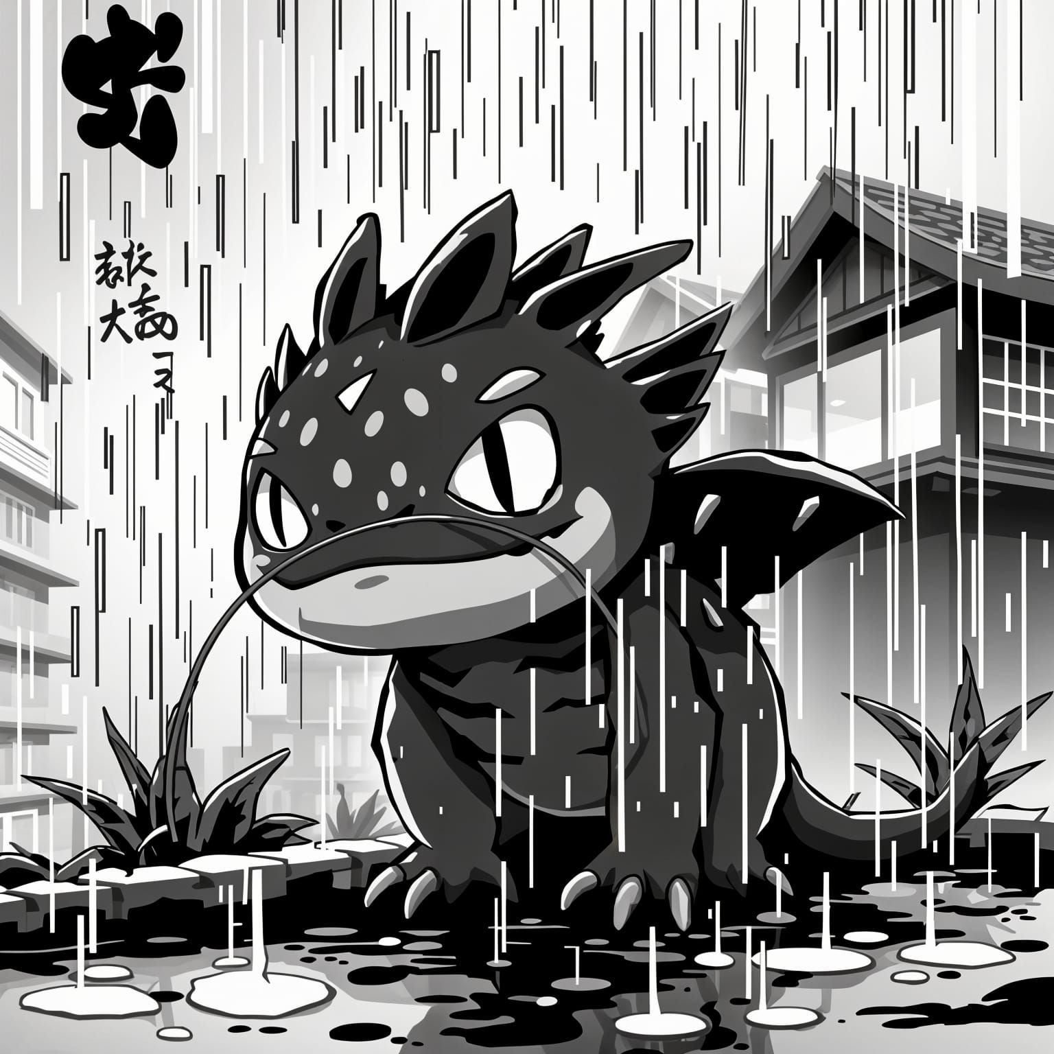 Axolotl in the Rain, a Haunting Anime Artwork