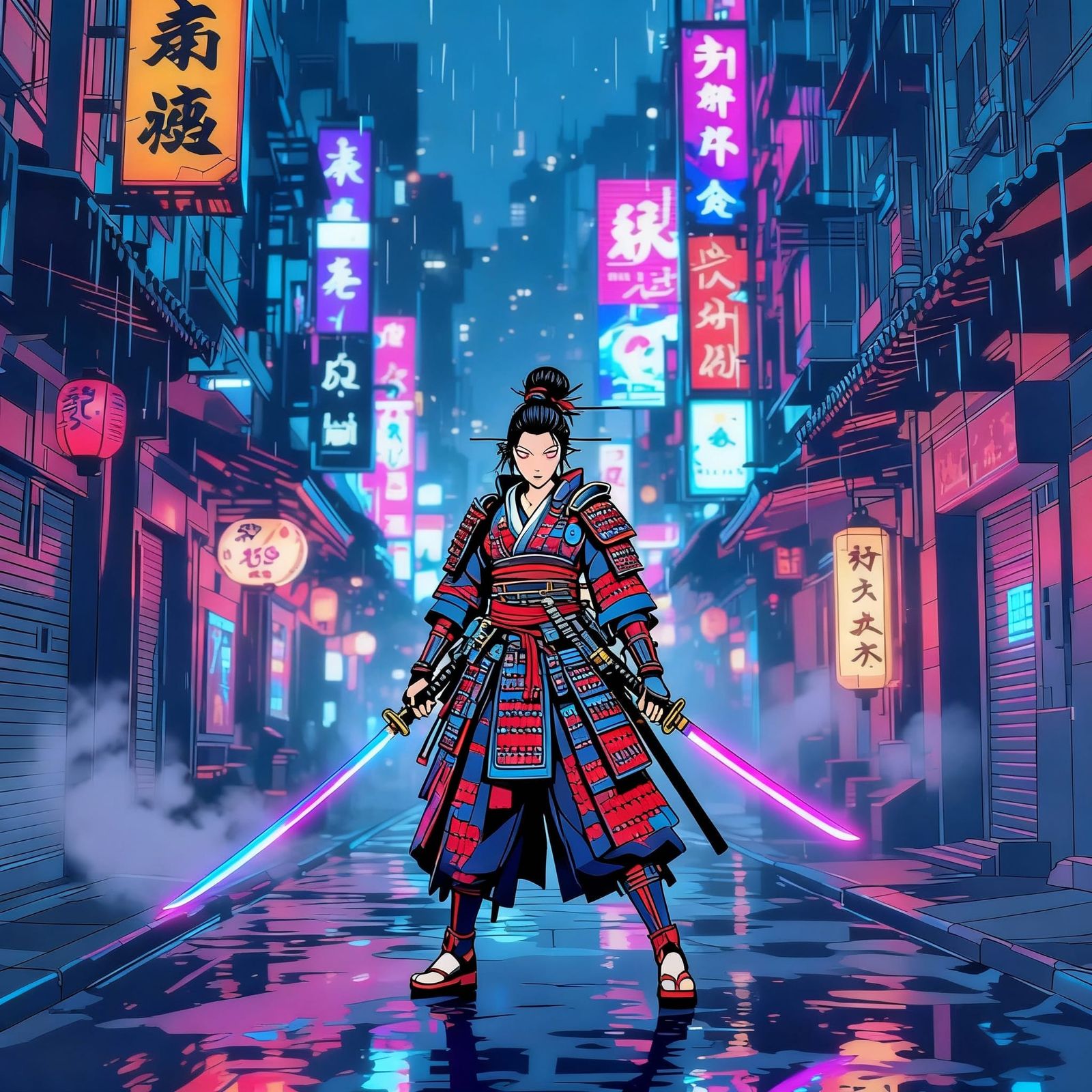 Geisha Samurai Anime Character Art