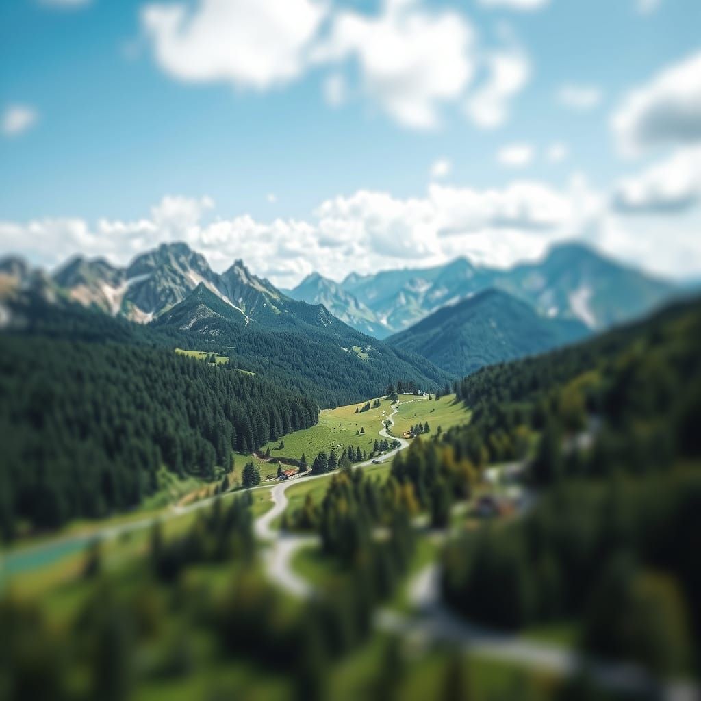 Miniature Landscape with Tilt-Shift Effect