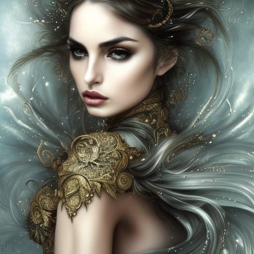 Elegant Portrait of Woman with Intricate Ornament