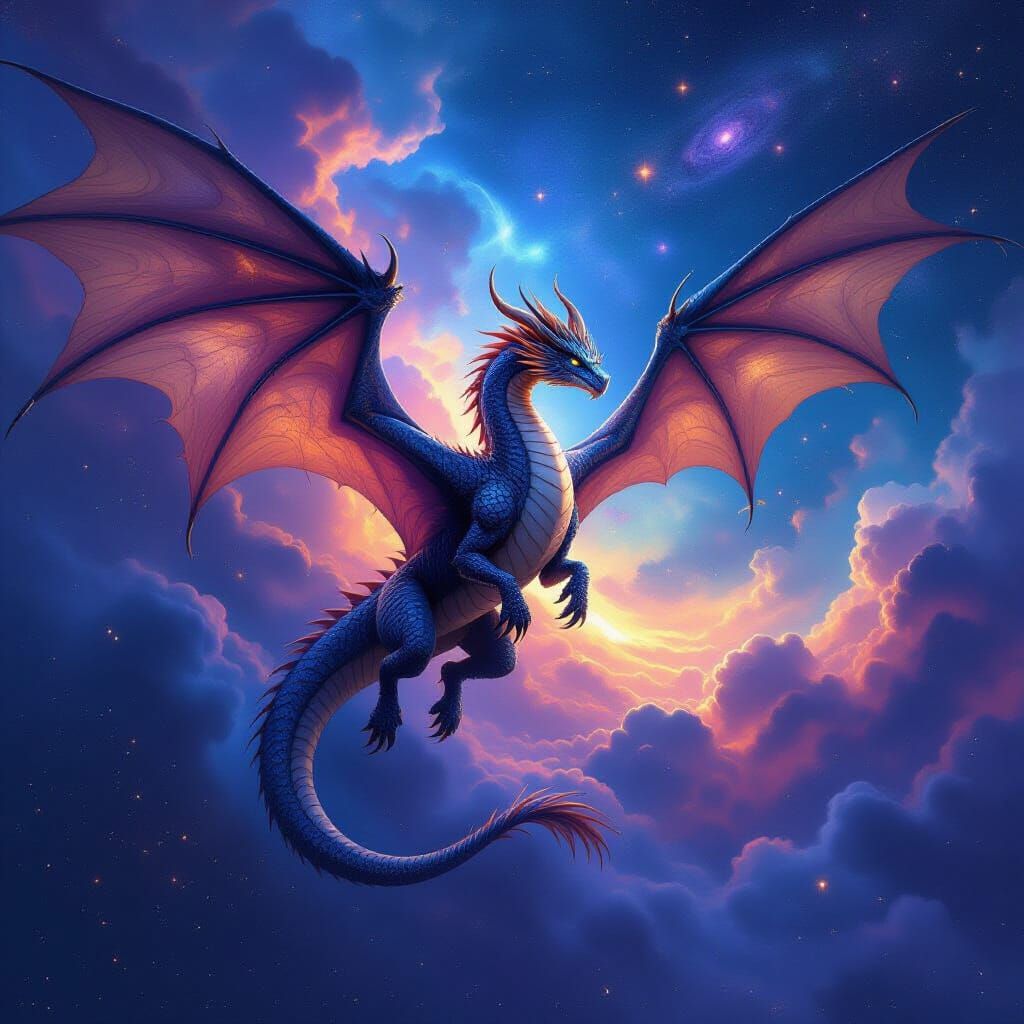 Majestic Dragon Soars Through Cosmic Nebula