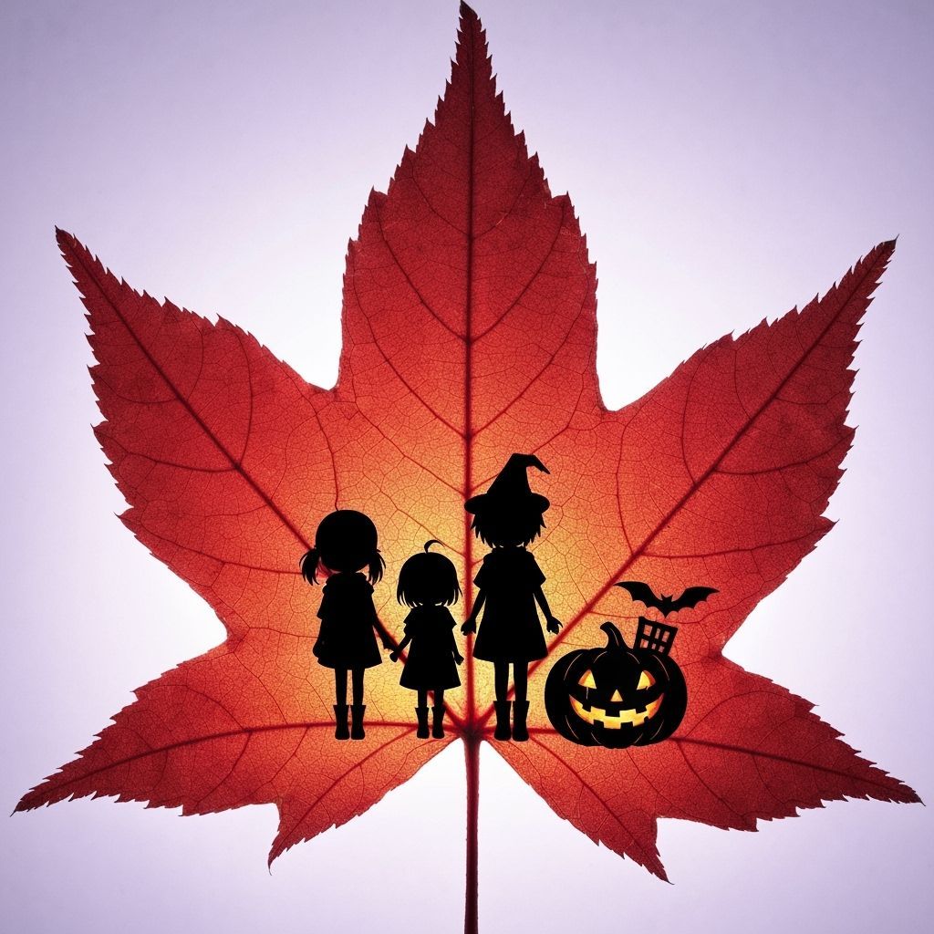 Halloween Pumpkin Silhouette Engraved on Maple Leaf