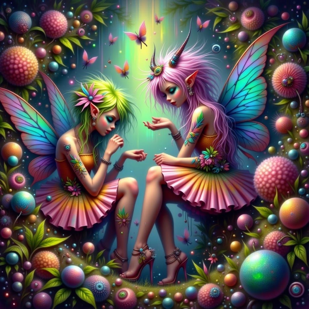 Surrealist Fairy Punk Creatures in a Glowing Otherworldly Bi...