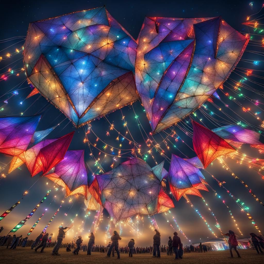 Epic Kite Festival Under String Lights