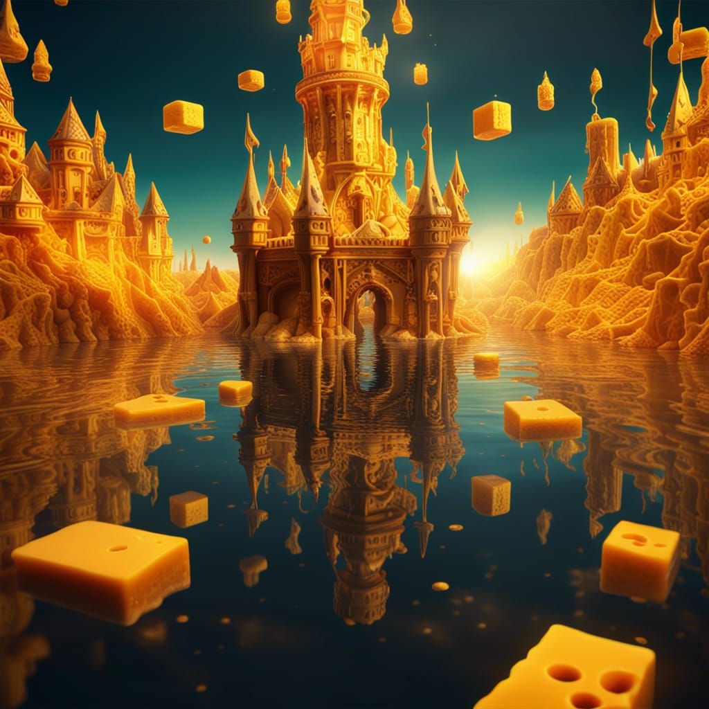 Cheese Castle Floating on Cheese Lake