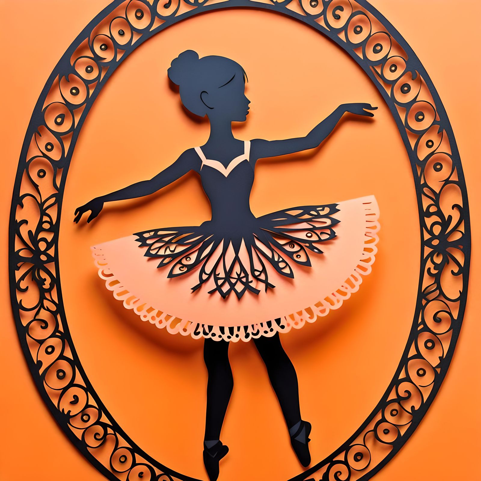 Dancing Ballerina Paper Doll Silhouette