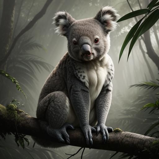 Detailed Koala in Jungle Concept Art