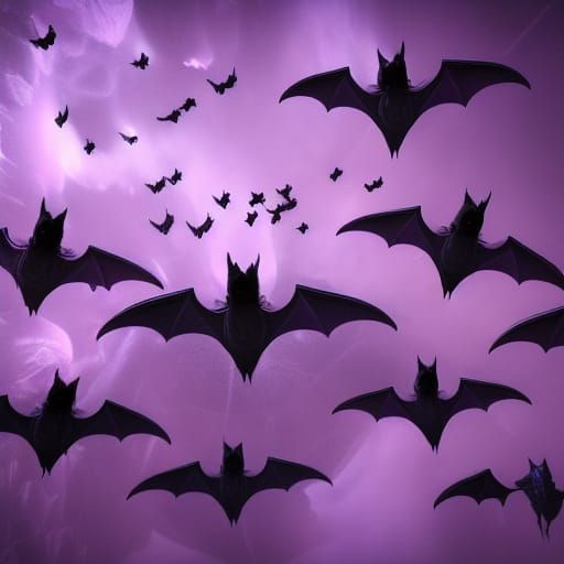 Bats Coalescing into Human Form: Detailed Matte Painting