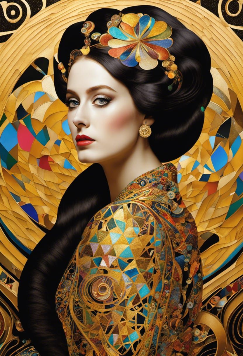 Golden Portrait in Austrian Secession Style