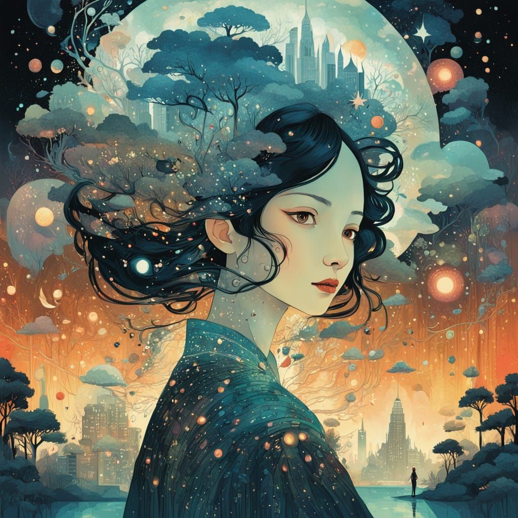 Ethereal Princess Amidst a Dreamlike Galaxy