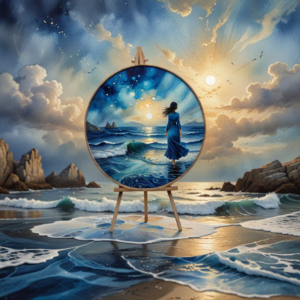 Mystical Augur Portrait with Impressionistic Sketch Style