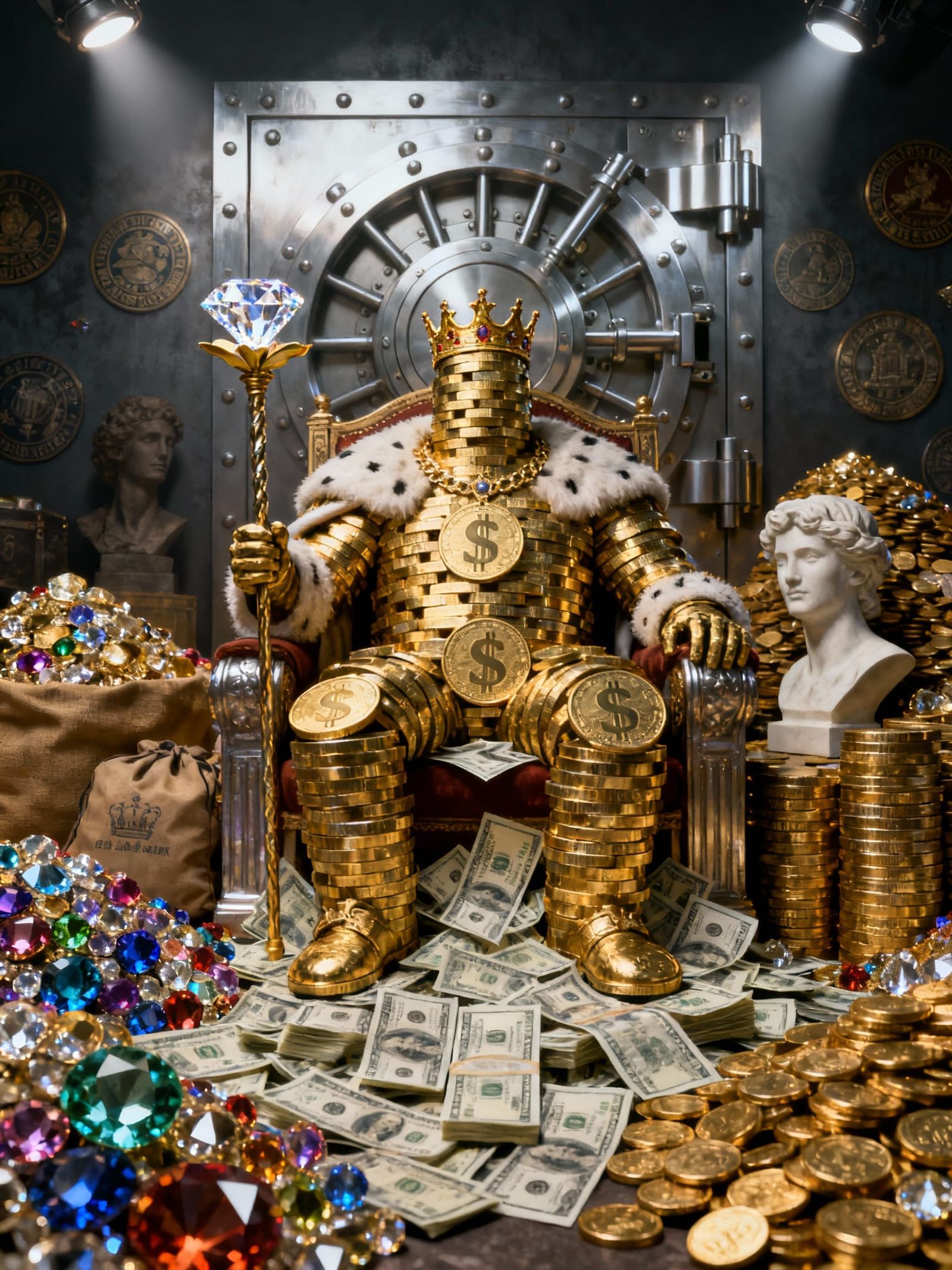 Gold Coin King on Dollar Throne