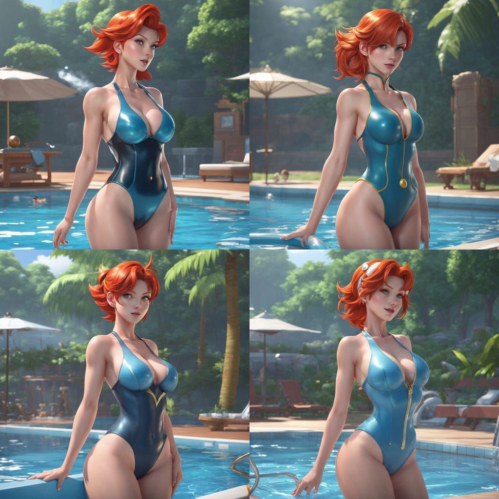 Misty in Pinup Style as 3D Anime Art