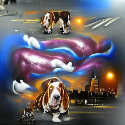 Basset Hound's Brooklyn Adventure: Airbrush Art