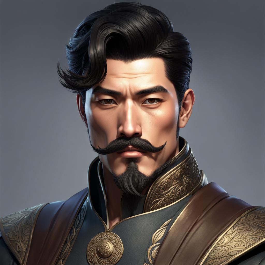 Korean Man Portrait in Detailed Art Style