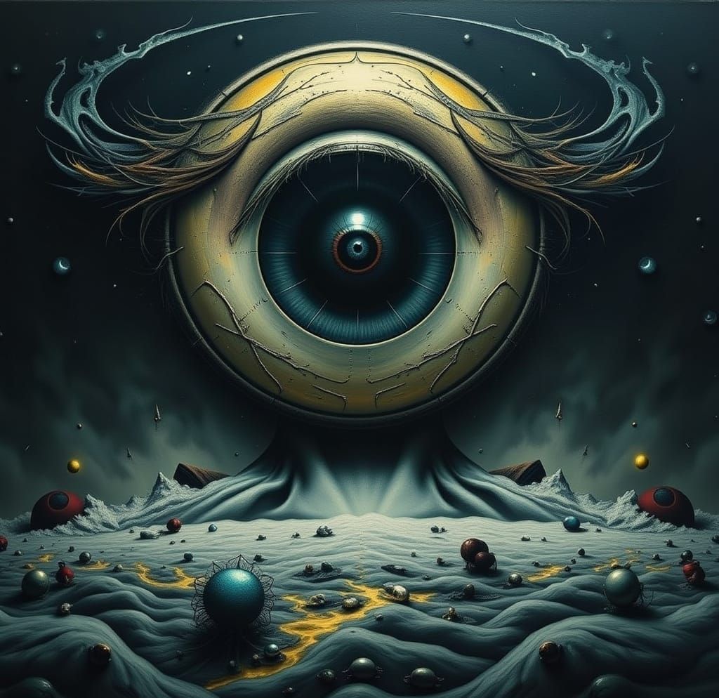 Surreal Eye Reflecting Bedroom Scene