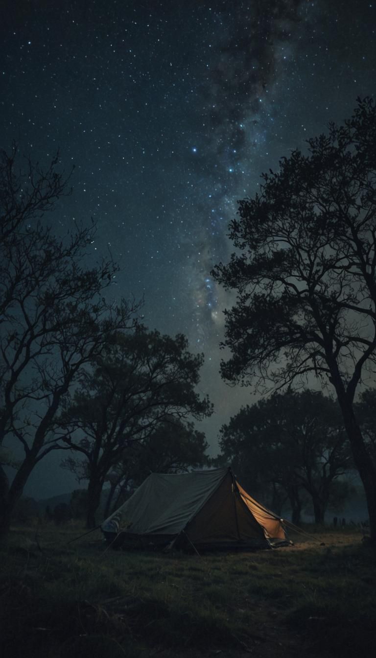 Starry Night Camping: Impressionist Landscape in 4K