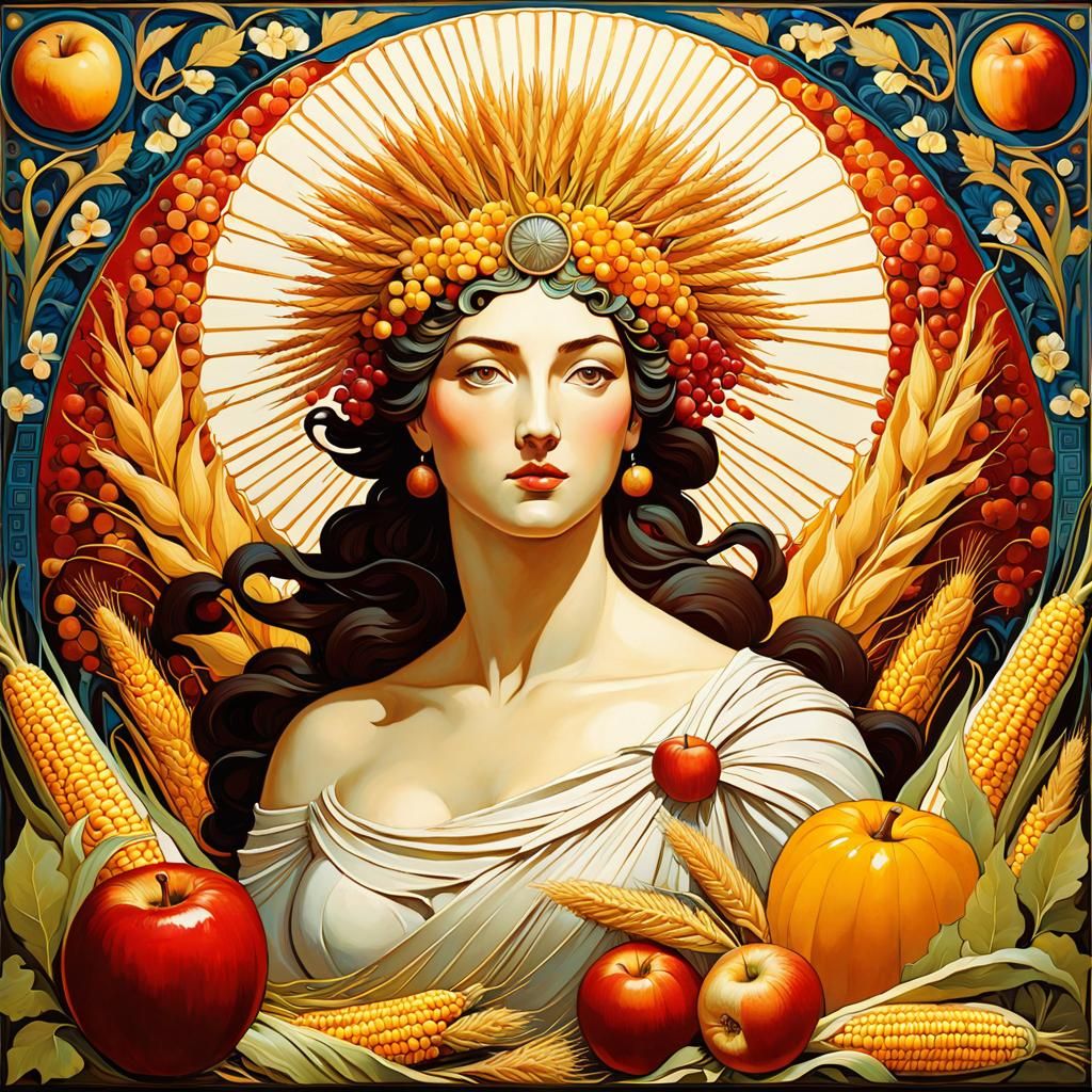 Ceres Mosaic Portrait in Digital Art Style