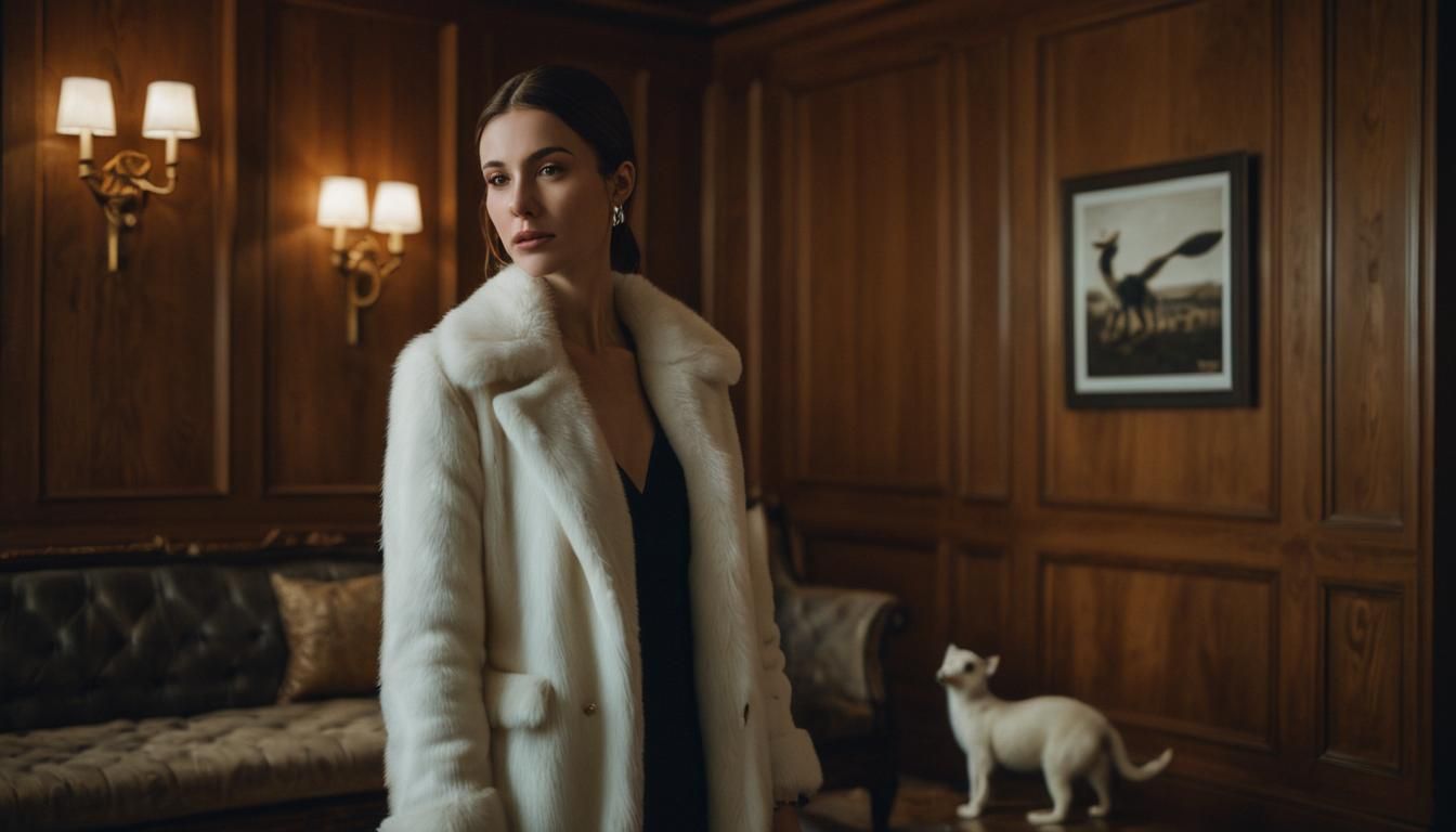 Modern Lady with Ermine: Cinematic Film Still