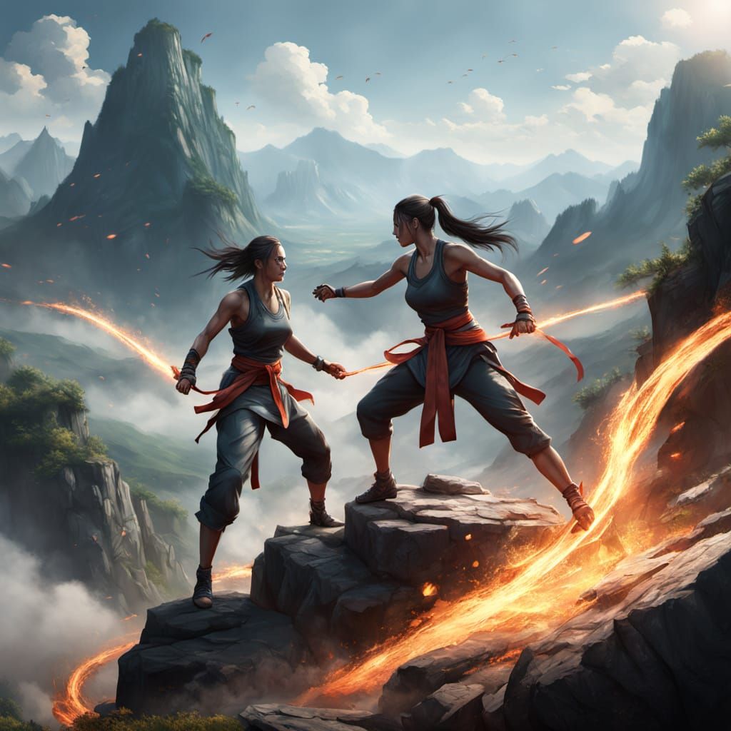 Fierce Female Warriors Clash on a Mountainous Training Groun...