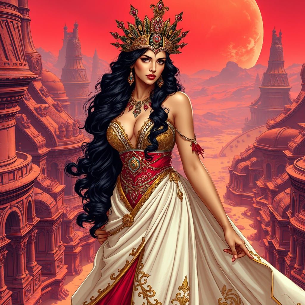 Salma Hayek as Dejah Thoris in Baroque-Inspired Martian City...