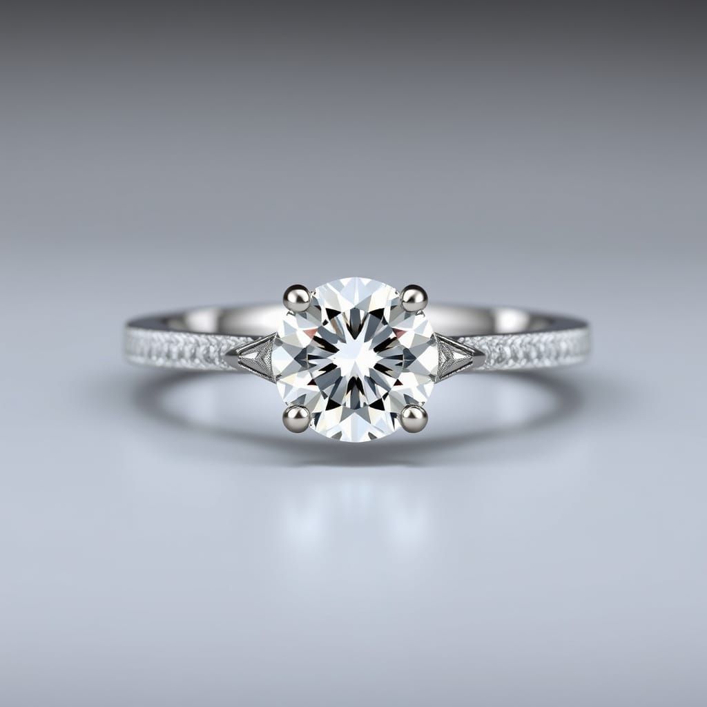 Luxurious Platinum Engagement Ring with Round Brilliant Diam...