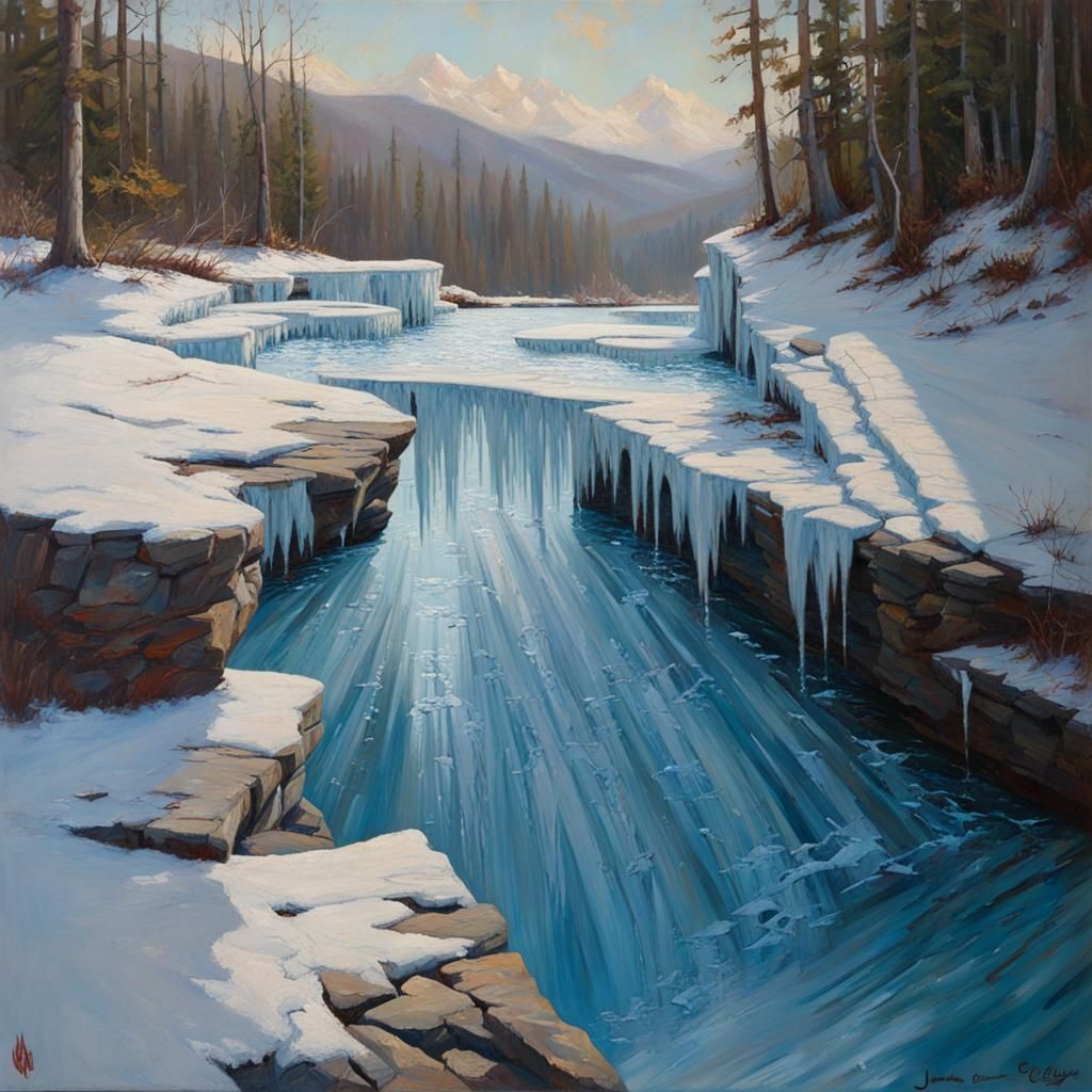 Shattered Pool of Ice Oil Painting