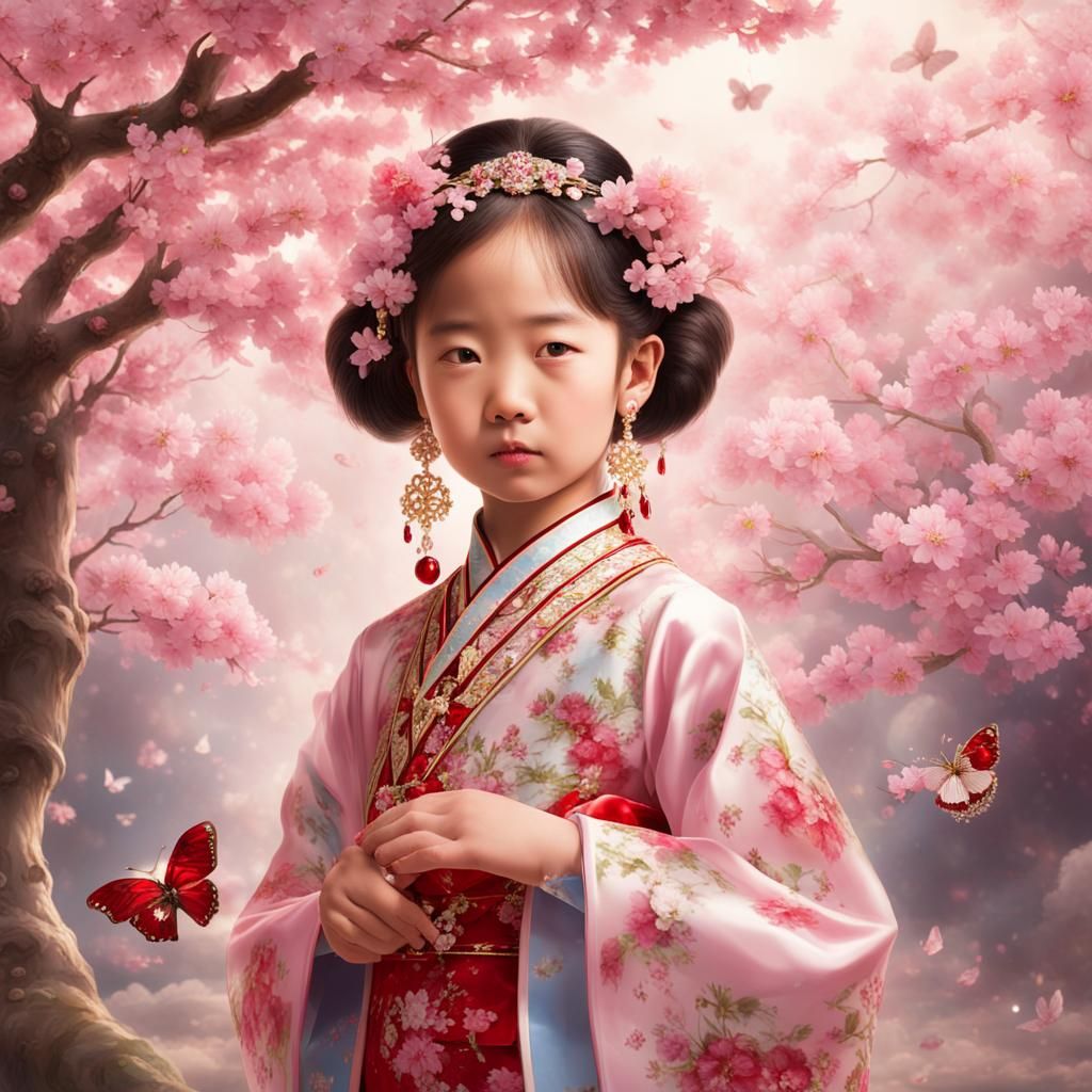 Chinese Couple in Cherry Blossom Setting